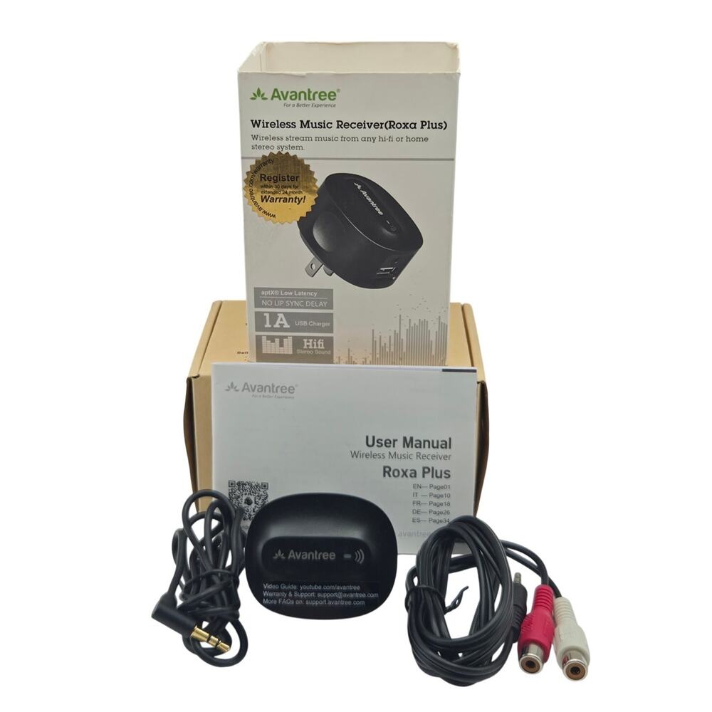 Avantree Roxa Plus RC300L Bluetooth Wireless Music Receiver aptx RCA Tested